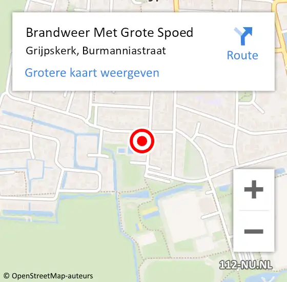 Locatie op kaart van de 112 melding: Brandweer Met Grote Spoed Naar Grijpskerk, Burmanniastraat op 12 juli 2021 16:48