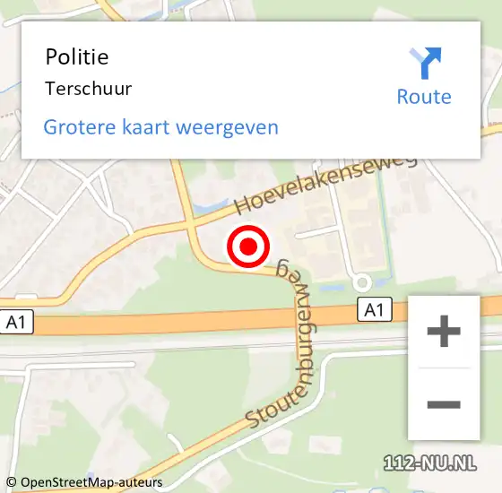 Locatie op kaart van de 112 melding: Politie Terschuur op 12 juli 2021 17:28