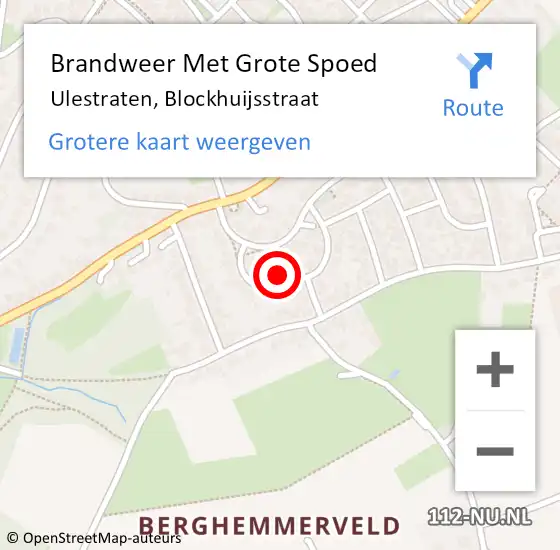 Locatie op kaart van de 112 melding: Brandweer Met Grote Spoed Naar Ulestraten, Blockhuijsstraat op 12 juli 2021 18:06