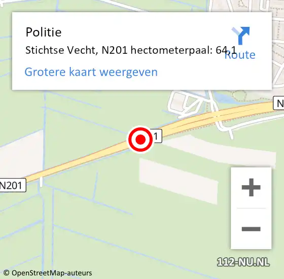 Locatie op kaart van de 112 melding: Politie Stichtse Vecht, N201 hectometerpaal: 64,1 op 12 juli 2021 18:08