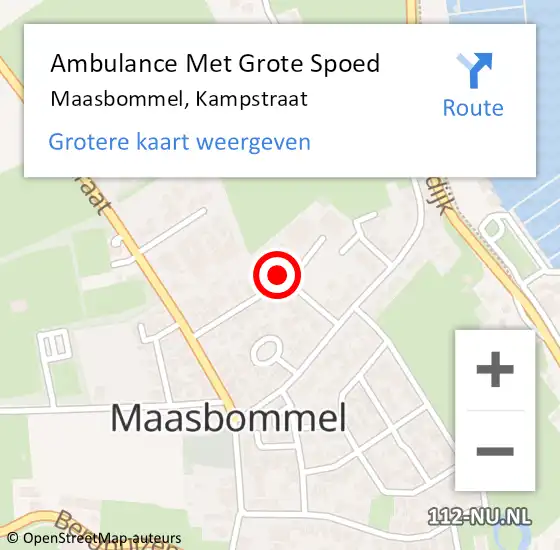 Locatie op kaart van de 112 melding: Ambulance Met Grote Spoed Naar Maasbommel, Kampstraat op 12 juli 2021 18:36