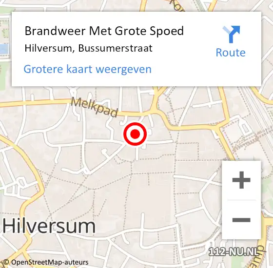 Locatie op kaart van de 112 melding: Brandweer Met Grote Spoed Naar Hilversum, Bussumerstraat op 12 juli 2021 18:46