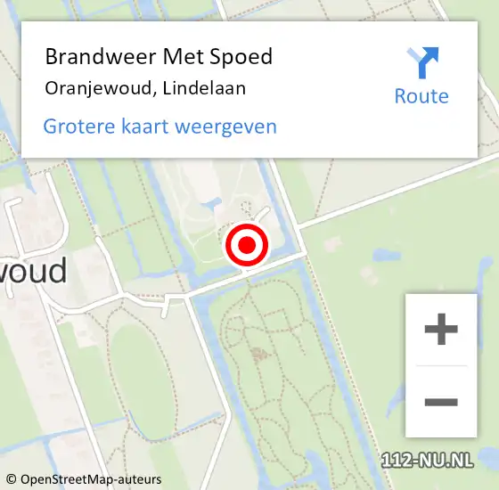 Locatie op kaart van de 112 melding: Brandweer Met Spoed Naar Oranjewoud, Lindelaan op 12 juli 2021 18:54