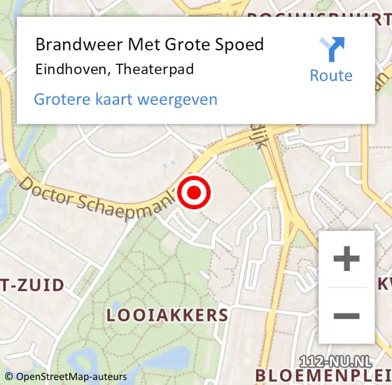 Locatie op kaart van de 112 melding: Brandweer Met Grote Spoed Naar Eindhoven, Theaterpad op 12 juli 2021 18:59