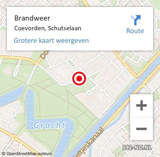 Locatie op kaart van de 112 melding: Brandweer Coevorden, Schutselaan op 12 juli 2021 19:01