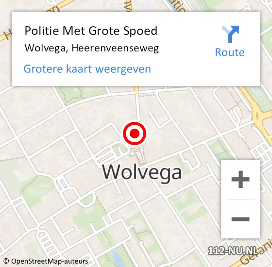 Locatie op kaart van de 112 melding: Politie Met Grote Spoed Naar Wolvega, Heerenveenseweg op 12 juli 2021 19:38