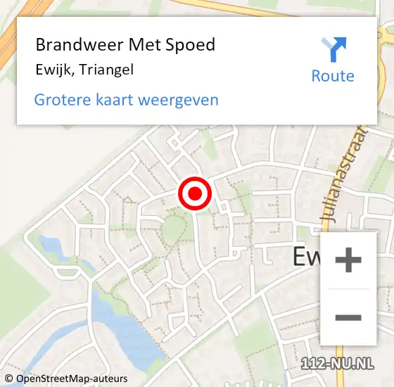 Locatie op kaart van de 112 melding: Brandweer Met Spoed Naar Ewijk, Triangel op 12 juli 2021 20:05