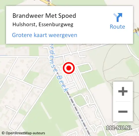 Locatie op kaart van de 112 melding: Brandweer Met Spoed Naar Hulshorst, Essenburgweg op 12 juli 2021 20:07