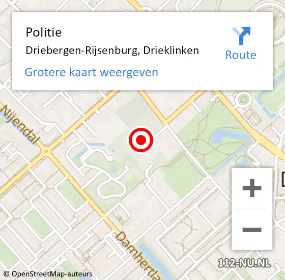 Locatie op kaart van de 112 melding: Politie Driebergen-Rijsenburg, Drieklinken op 12 juli 2021 20:08