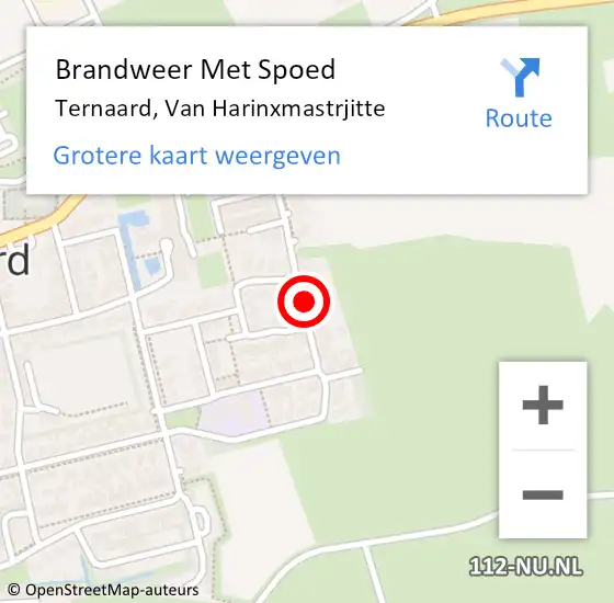 Locatie op kaart van de 112 melding: Brandweer Met Spoed Naar Ternaard, Van Harinxmastrjitte op 12 juli 2021 20:15