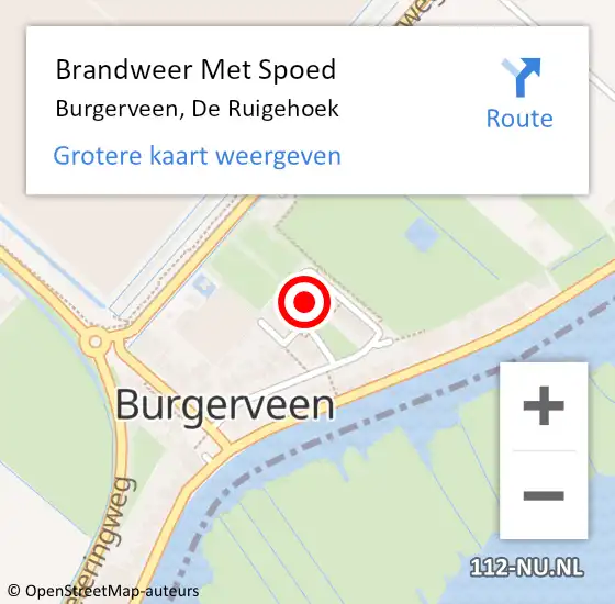 Locatie op kaart van de 112 melding: Brandweer Met Spoed Naar Burgerveen, De Ruigehoek op 12 juli 2021 21:10