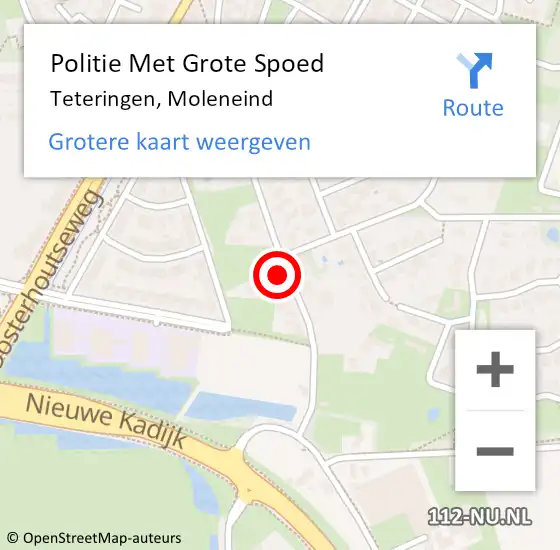 Locatie op kaart van de 112 melding: Politie Met Grote Spoed Naar Teteringen, Moleneind op 12 juli 2021 21:22