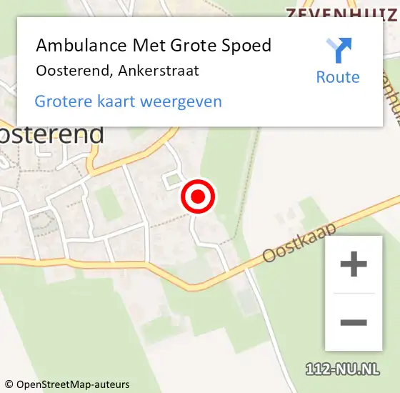 Locatie op kaart van de 112 melding: Ambulance Met Grote Spoed Naar Oosterend, Ankerstraat op 12 juli 2021 21:53