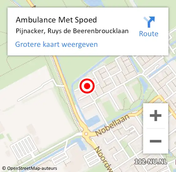 Locatie op kaart van de 112 melding: Ambulance Met Spoed Naar Pijnacker, Ruys de Beerenbroucklaan op 12 juli 2021 21:54