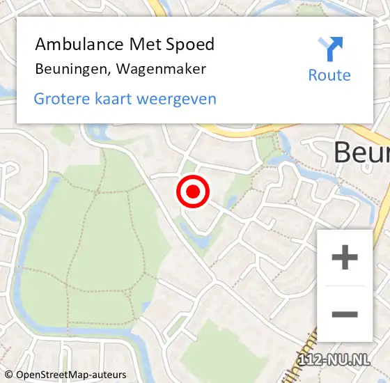 Locatie op kaart van de 112 melding: Ambulance Met Spoed Naar Beuningen, Wagenmaker op 12 juli 2021 22:04