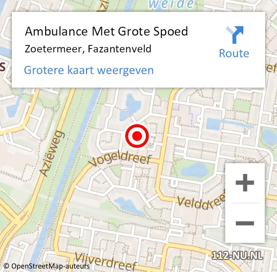 Locatie op kaart van de 112 melding: Ambulance Met Grote Spoed Naar Zoetermeer, Fazantenveld op 12 juli 2021 22:20