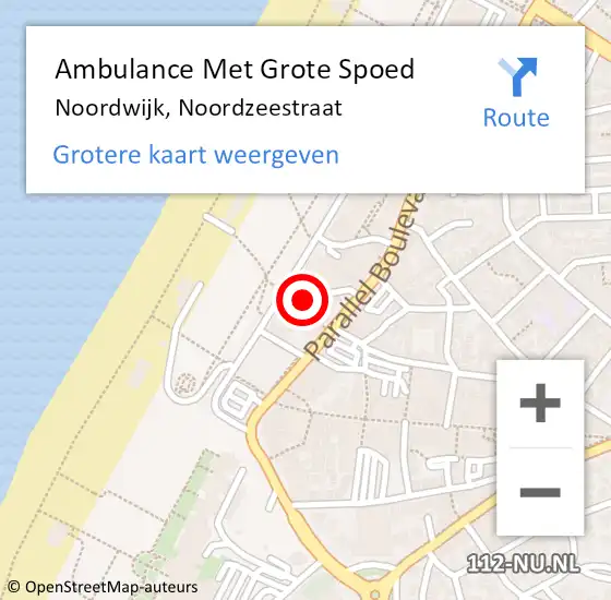 Locatie op kaart van de 112 melding: Ambulance Met Grote Spoed Naar Noordwijk, Noordzeestraat op 12 juli 2021 23:03