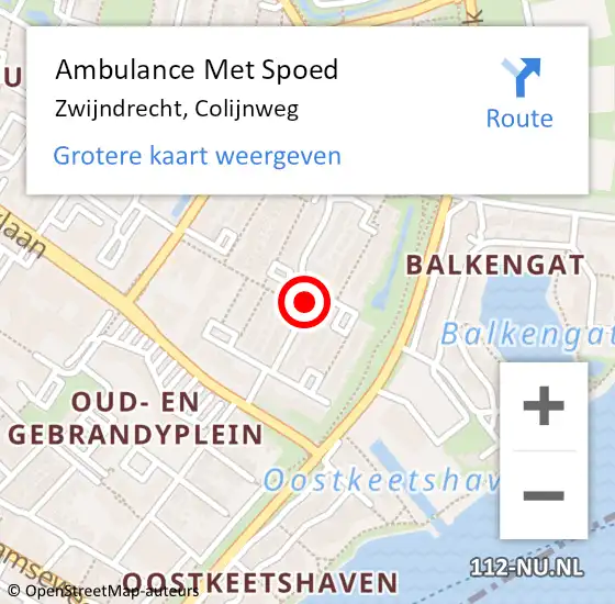 Locatie op kaart van de 112 melding: Ambulance Met Spoed Naar Zwijndrecht, Colijnweg op 12 juli 2021 23:19