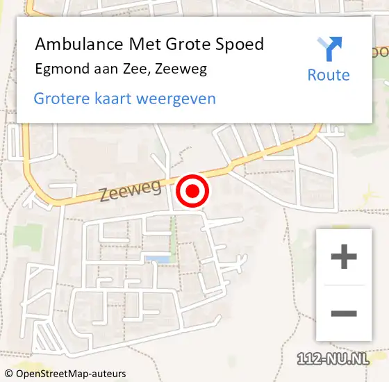 Locatie op kaart van de 112 melding: Ambulance Met Grote Spoed Naar Egmond aan Zee, Zeeweg op 12 juli 2021 23:38