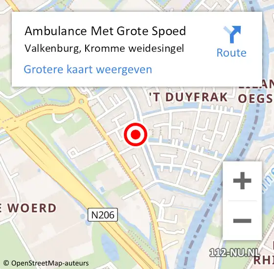 Locatie op kaart van de 112 melding: Ambulance Met Grote Spoed Naar Valkenburg, Kromme weidesingel op 13 juli 2021 01:24