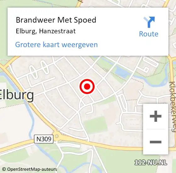 Locatie op kaart van de 112 melding: Brandweer Met Spoed Naar Elburg, Hanzestraat op 13 juli 2021 01:38