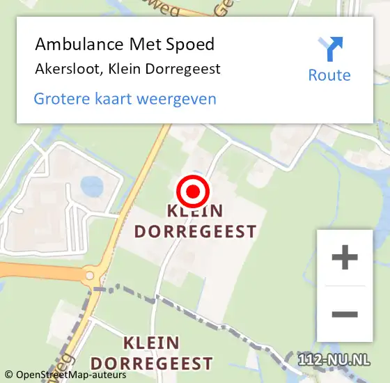 Locatie op kaart van de 112 melding: Ambulance Met Spoed Naar Akersloot, Klein Dorregeest op 13 juli 2021 02:01