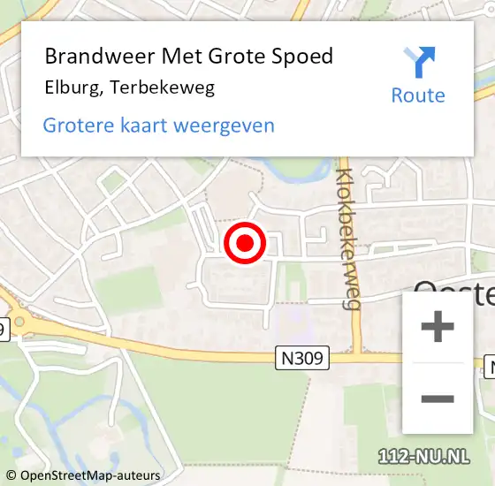 Locatie op kaart van de 112 melding: Brandweer Met Grote Spoed Naar Elburg, Terbekeweg op 13 juli 2021 02:10