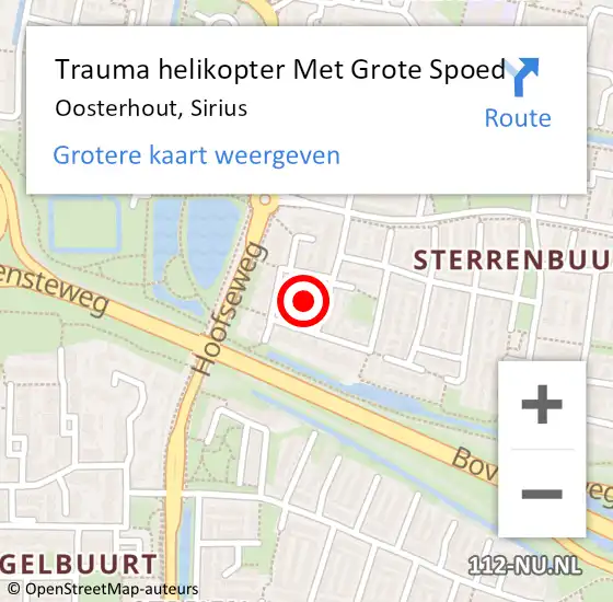 Locatie op kaart van de 112 melding: Trauma helikopter Met Grote Spoed Naar Oosterhout, Sirius op 13 juli 2021 02:46