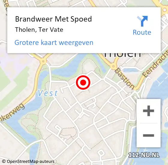 Locatie op kaart van de 112 melding: Brandweer Met Spoed Naar Tholen, Ter Vate op 13 juli 2021 02:50