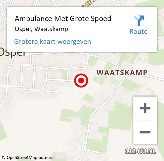 Locatie op kaart van de 112 melding: Ambulance Met Grote Spoed Naar Ospel, Waatskamp op 13 juli 2021 03:14