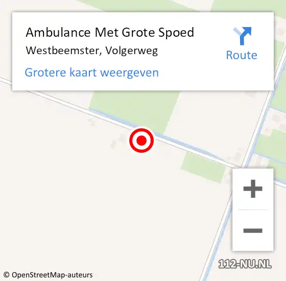 Locatie op kaart van de 112 melding: Ambulance Met Grote Spoed Naar Westbeemster, Volgerweg op 13 juli 2021 04:00