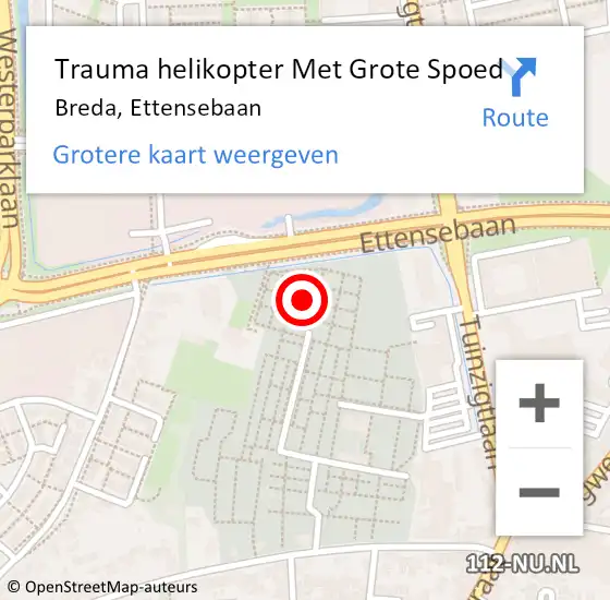 Locatie op kaart van de 112 melding: Trauma helikopter Met Grote Spoed Naar Breda, Ettensebaan op 13 juli 2021 04:02