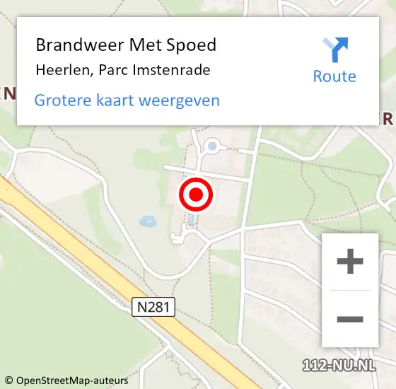 Locatie op kaart van de 112 melding: Brandweer Met Spoed Naar Heerlen, Parc Imstenrade op 13 juli 2021 05:33