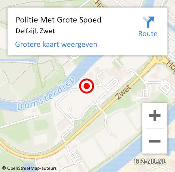 Locatie op kaart van de 112 melding: Politie Met Grote Spoed Naar Delfzijl, Zwet op 13 juli 2021 06:56