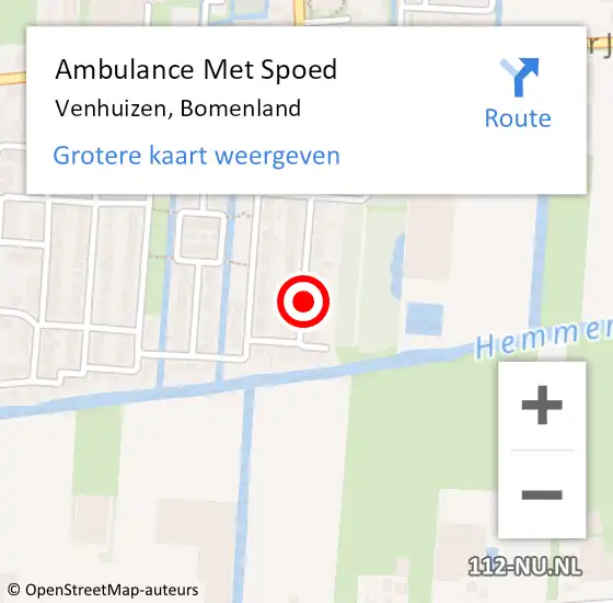 Locatie op kaart van de 112 melding: Ambulance Met Spoed Naar Venhuizen, Bomenland op 13 juli 2021 07:16