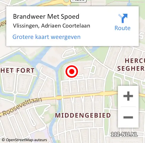 Locatie op kaart van de 112 melding: Brandweer Met Spoed Naar Vlissingen, Adriaen Coortelaan op 13 juli 2021 07:28