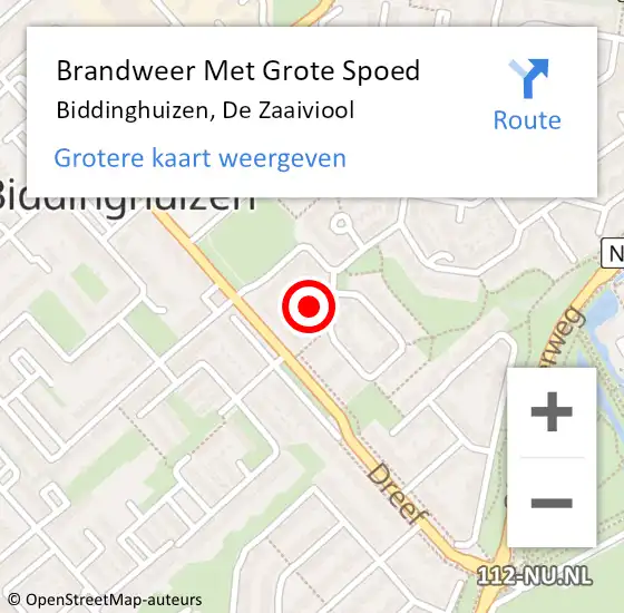 Locatie op kaart van de 112 melding: Brandweer Met Grote Spoed Naar Biddinghuizen, De Zaaiviool op 13 juli 2021 07:44