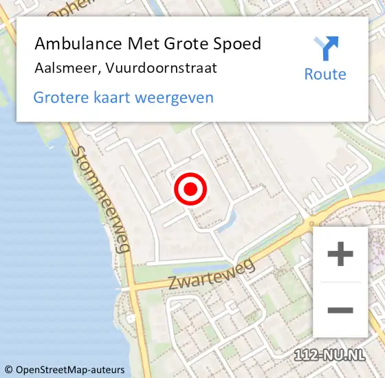 Locatie op kaart van de 112 melding: Ambulance Met Grote Spoed Naar Aalsmeer, Vuurdoornstraat op 13 juli 2021 08:04