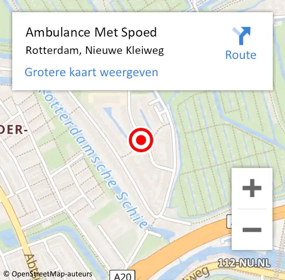 Locatie op kaart van de 112 melding: Ambulance Met Spoed Naar Rotterdam, Nieuwe Kleiweg op 13 juli 2021 08:18