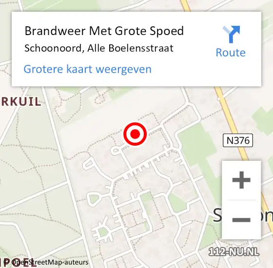 Locatie op kaart van de 112 melding: Brandweer Met Grote Spoed Naar Schoonoord, Alle Boelensstraat op 13 juli 2021 08:23