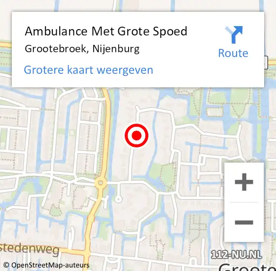 Locatie op kaart van de 112 melding: Ambulance Met Grote Spoed Naar Grootebroek, Nijenburg op 13 juli 2021 08:24