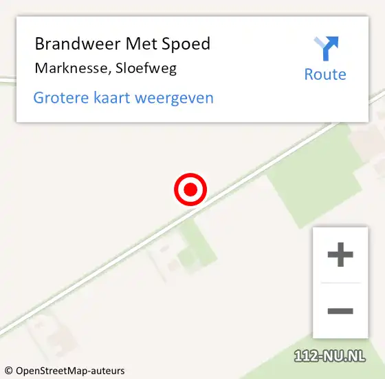 Locatie op kaart van de 112 melding: Brandweer Met Spoed Naar Marknesse, Sloefweg op 13 juli 2021 08:39