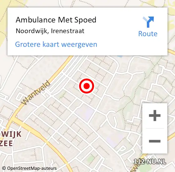 Locatie op kaart van de 112 melding: Ambulance Met Spoed Naar Noordwijk, Irenestraat op 13 juli 2021 08:50