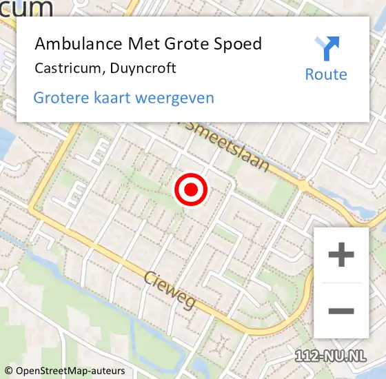 Locatie op kaart van de 112 melding: Ambulance Met Grote Spoed Naar Castricum, Duyncroft op 13 juli 2021 09:11