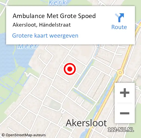 Locatie op kaart van de 112 melding: Ambulance Met Grote Spoed Naar Akersloot, Händelstraat op 13 juli 2021 09:23