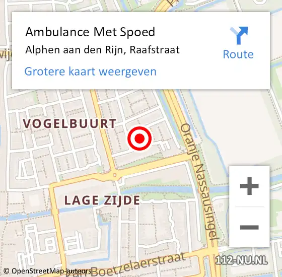 Locatie op kaart van de 112 melding: Ambulance Met Spoed Naar Alphen aan den Rijn, Raafstraat op 13 juli 2021 09:33