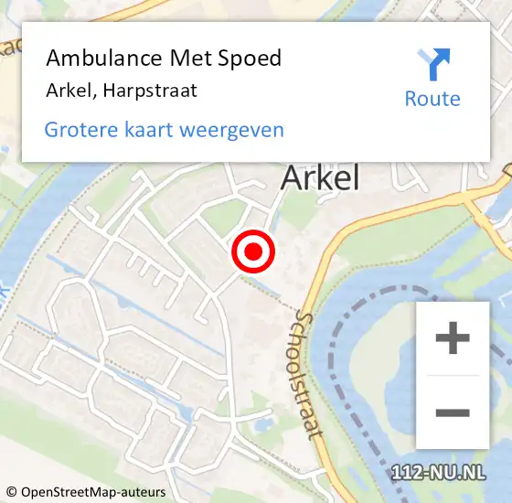 Locatie op kaart van de 112 melding: Ambulance Met Spoed Naar Arkel, Harpstraat op 13 juli 2021 09:35