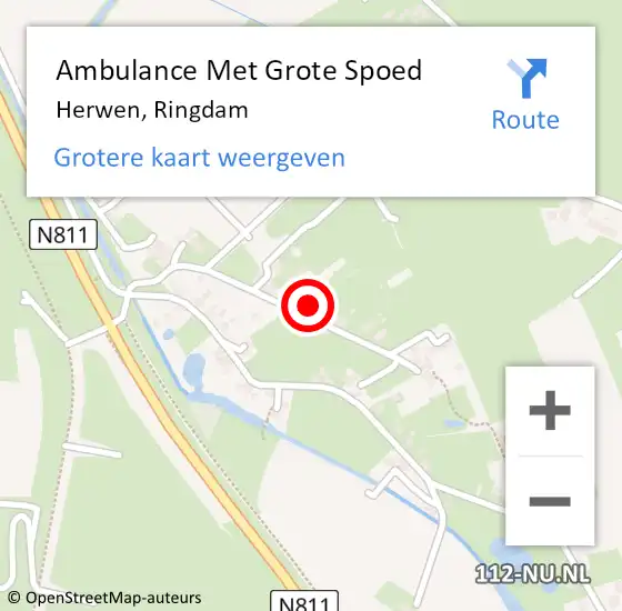 Locatie op kaart van de 112 melding: Ambulance Met Grote Spoed Naar Herwen, Ringdam op 13 juli 2021 09:37