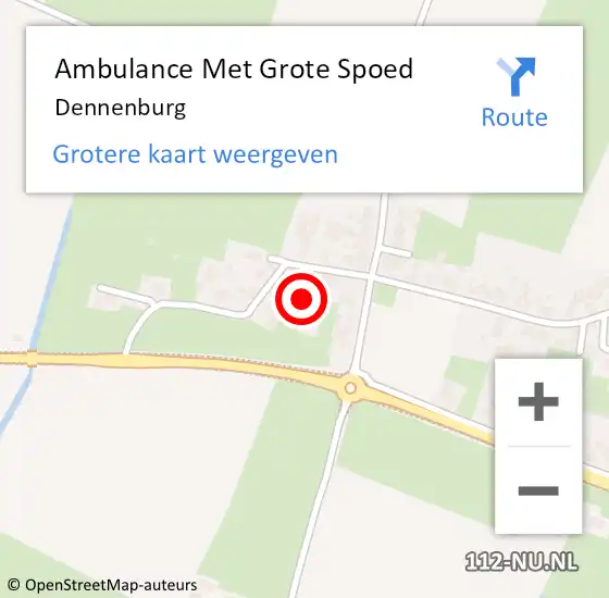 Locatie op kaart van de 112 melding: Ambulance Met Grote Spoed Naar Dennenburg op 13 juli 2021 09:43