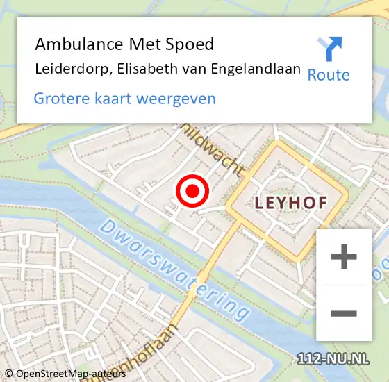 Locatie op kaart van de 112 melding: Ambulance Met Spoed Naar Leiderdorp, Elisabeth van Engelandlaan op 13 juli 2021 09:58